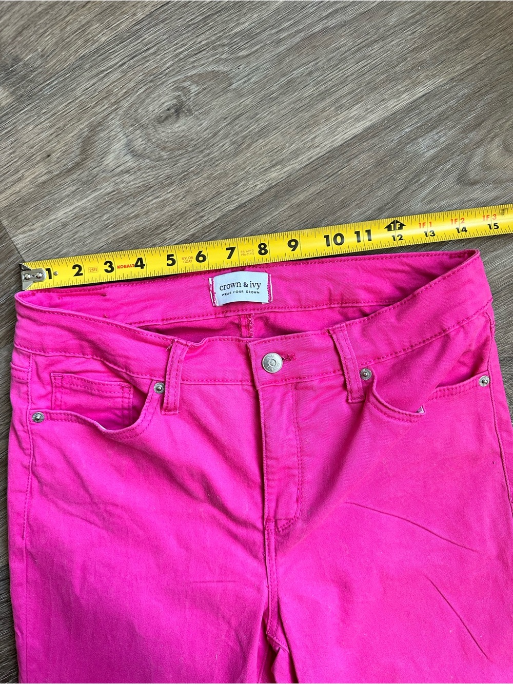 Crown & Ivy Women’s Size 4 High Rise Skinny‎ Pants Bright Pink Stretch Casual - Picture 5 of 9